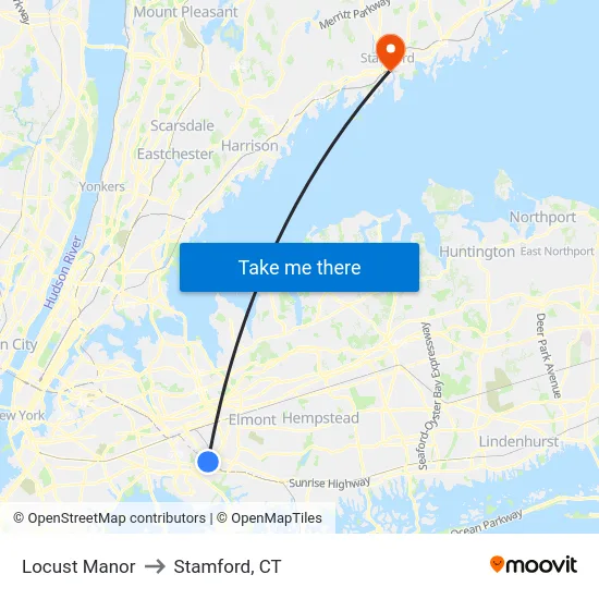 Locust Manor to Stamford, CT map