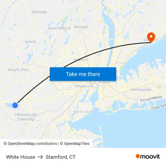 White House to Stamford, CT map