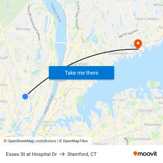 Essex St at Hospital Dr to Stamford, CT map