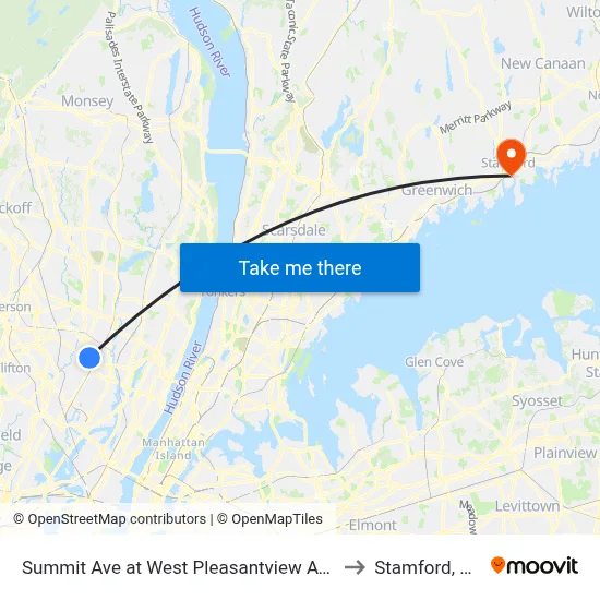 Summit Ave at West Pleasantview Ave to Stamford, CT map