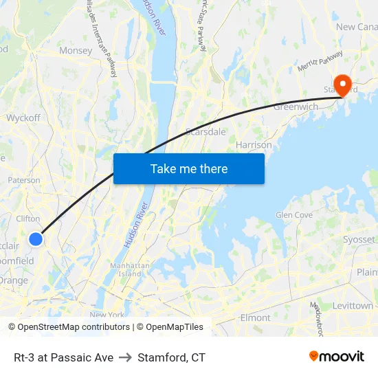 Rt-3 at Passaic Ave to Stamford, CT map