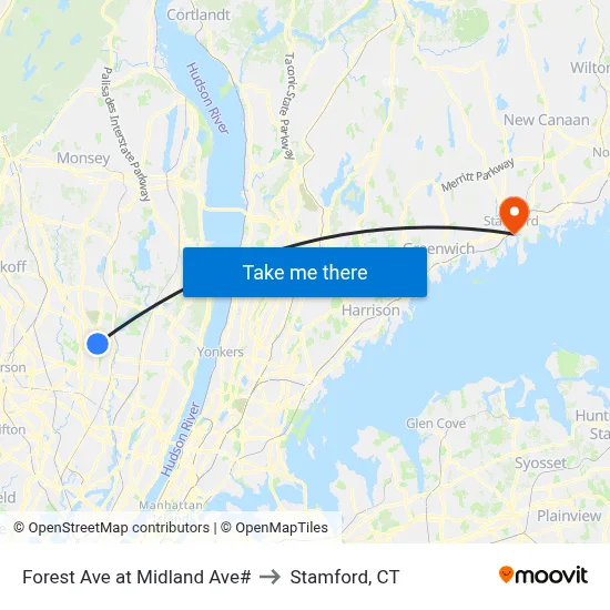 Forest Ave at Midland Ave# to Stamford, CT map