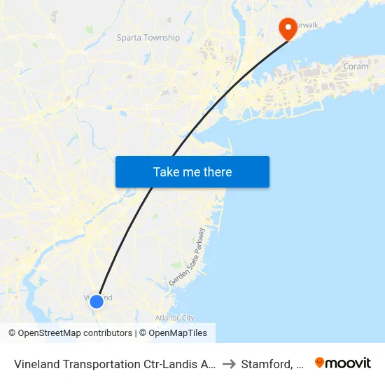 Vineland Transportation Ctr-Landis Ave to Stamford, CT map
