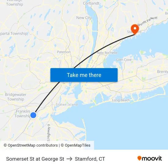 Somerset St at George St to Stamford, CT map