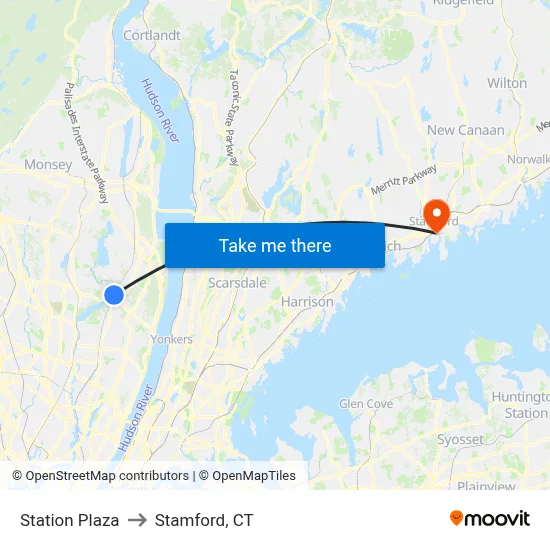 Station Plaza to Stamford, CT map