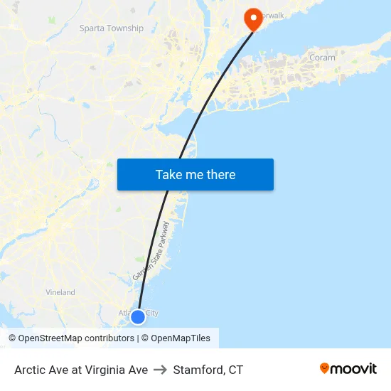 Arctic Ave at Virginia Ave to Stamford, CT map