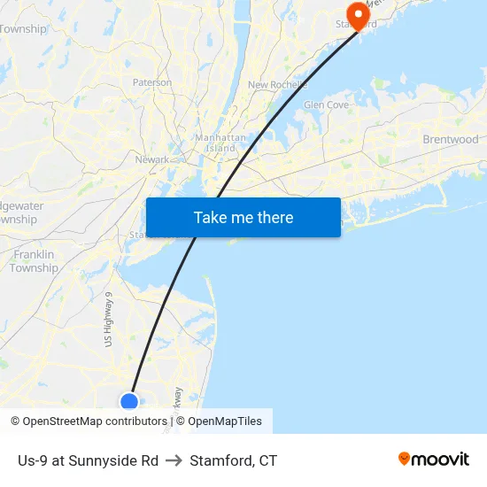 Us-9 at Sunnyside Rd to Stamford, CT map