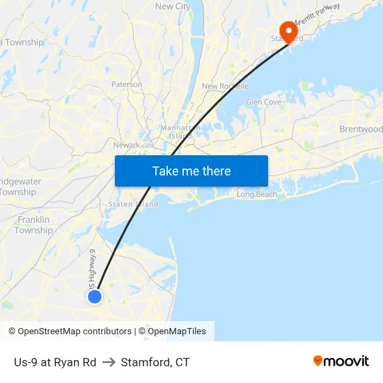 Us-9 at Ryan Rd to Stamford, CT map