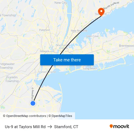 Us-9 at Taylors Mill Rd to Stamford, CT map