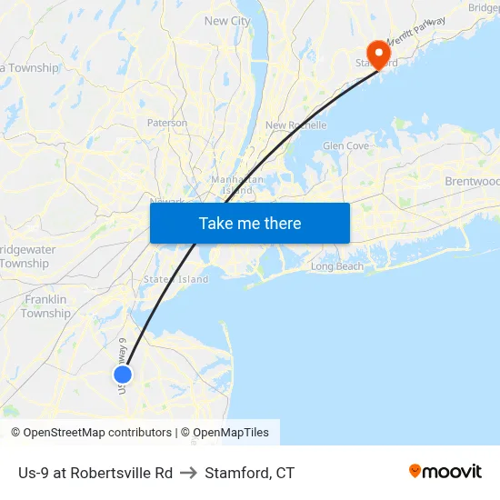 Us-9 at Robertsville Rd to Stamford, CT map