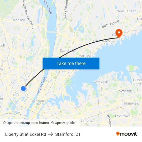 Liberty St at Eckel Rd to Stamford, CT map