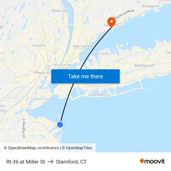 Rt-36 at Miller St to Stamford, CT map