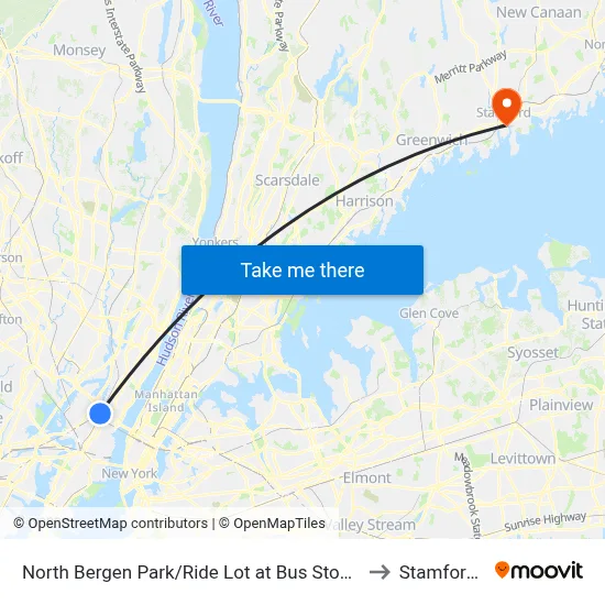 North Bergen Park/Ride Lot at Bus Stop Opposite T to Stamford, CT map