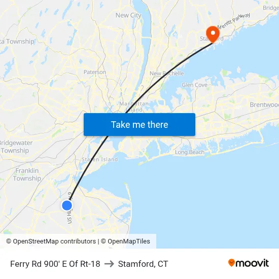 Ferry Rd 900' E Of Rt-18 to Stamford, CT map