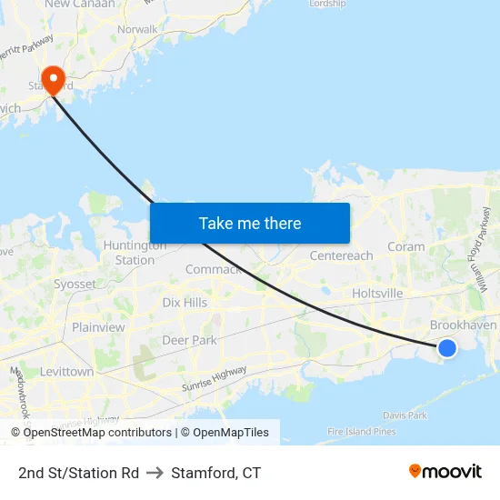 2nd St/Station Rd to Stamford, CT map
