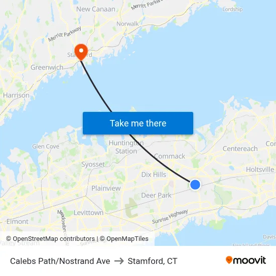 Calebs Path/Nostrand Ave to Stamford, CT map