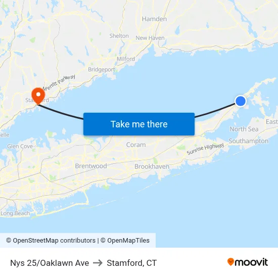Nys 25/Oaklawn Ave to Stamford, CT map