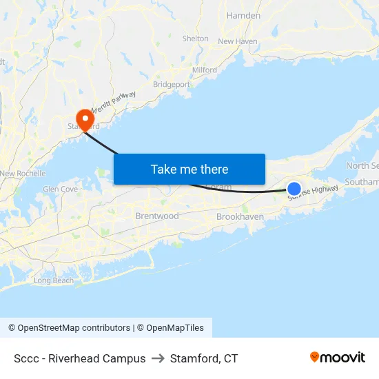 Sccc - Riverhead Campus to Stamford, CT map