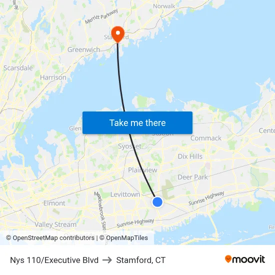 Nys 110/Executive Blvd to Stamford, CT map