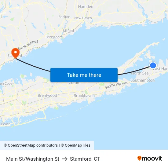Main St/Washington St to Stamford, CT map