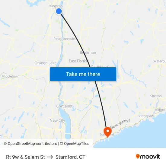 Rt 9w & Salem St to Stamford, CT map