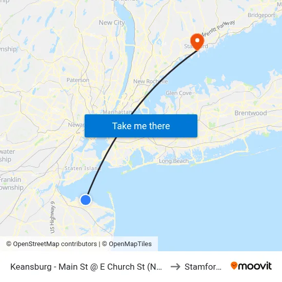 Keansburg -  Main St @ E Church St (Northbound) to Stamford, CT map