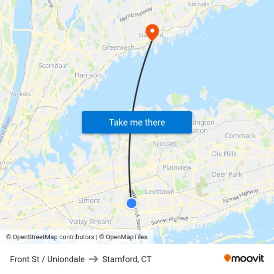 Front St / Uniondale to Stamford, CT map