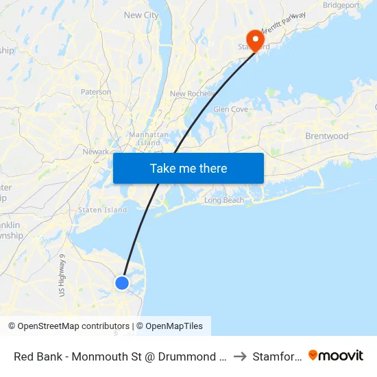 Red Bank - Monmouth St @ Drummond Pl (Southbound) to Stamford, CT map
