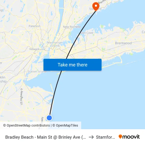 Bradley Beach - Main St @ Brinley Ave (Southbound) to Stamford, CT map