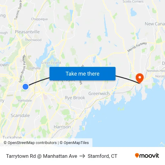 Tarrytown Rd @ Manhattan Ave to Stamford, CT map