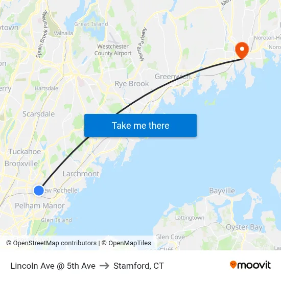 Lincoln Ave @ 5th Ave to Stamford, CT map