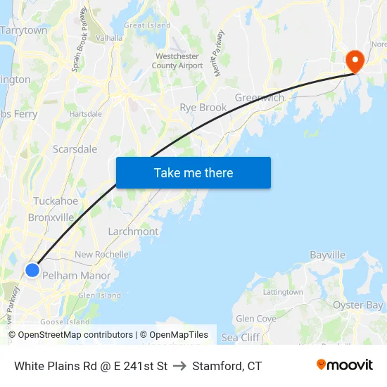 White Plains Rd @ E 241st St to Stamford, CT map