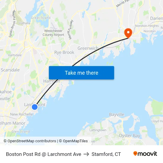 Boston Post Rd @ Larchmont Ave to Stamford, CT map