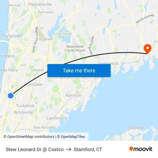 Stew Leonard Dr @ Costco to Stamford, CT map