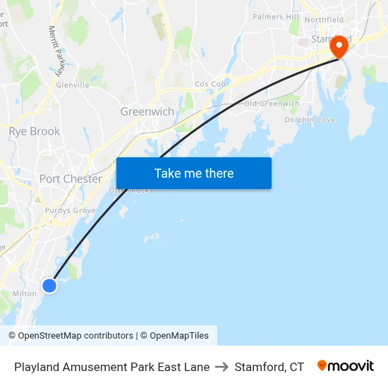 Playland Amusement Park East Lane to Stamford, CT map