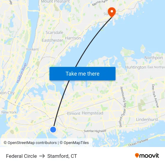Federal Circle to Stamford, CT map