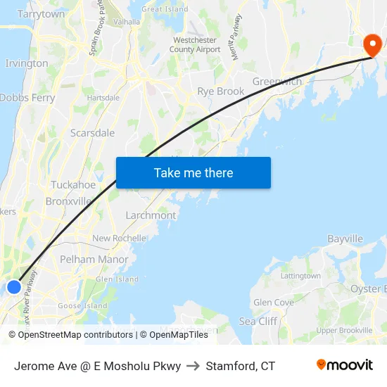 Jerome Ave @ E Mosholu Pkwy to Stamford, CT map
