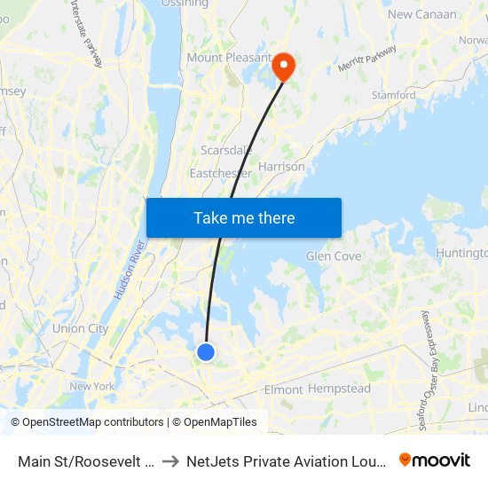 Main St/Roosevelt Av to NetJets Private Aviation Lounge map