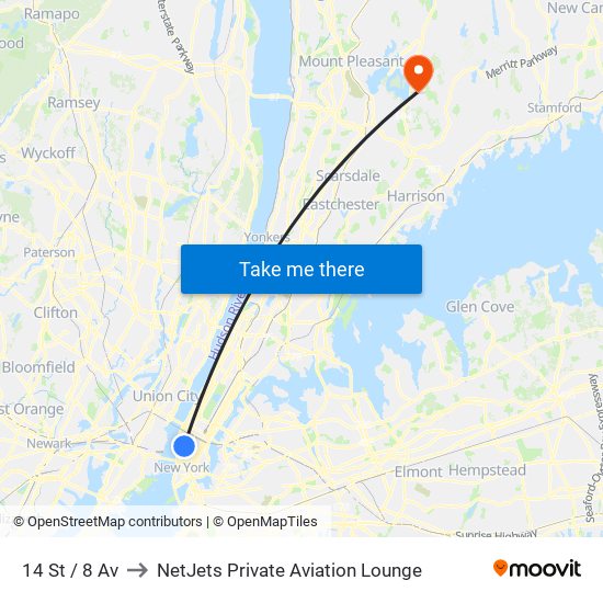 14 St / 8 Av to NetJets Private Aviation Lounge map