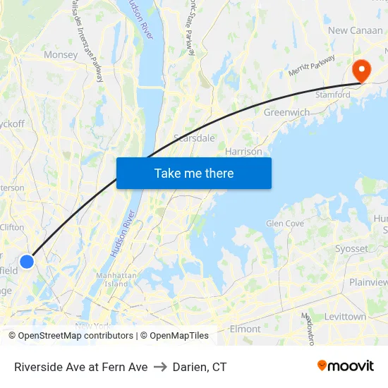 Riverside Ave at Fern Ave to Darien, CT map