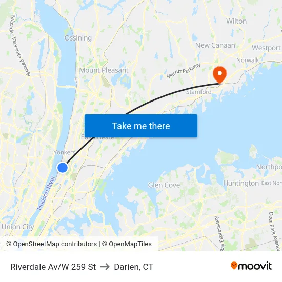Riverdale Av/W 259 St to Darien, CT map