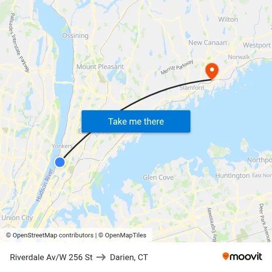 Riverdale Av/W 256 St to Darien, CT map