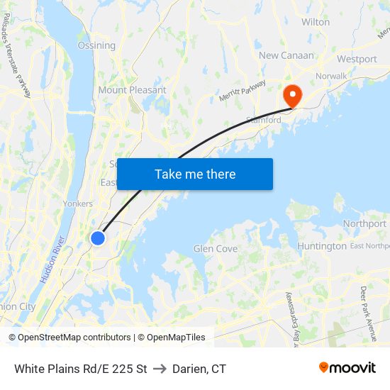 White Plains Rd/E 225 St to Darien, CT map