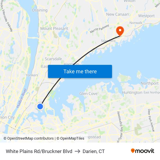 White Plains Rd/Bruckner Blvd to Darien, CT map