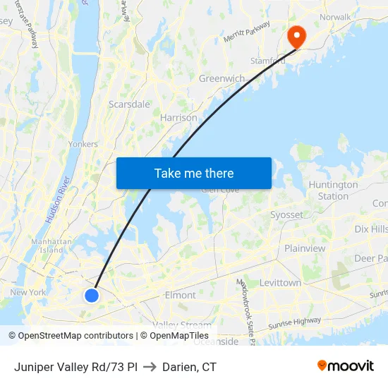Juniper Valley Rd/73 Pl to Darien, CT map