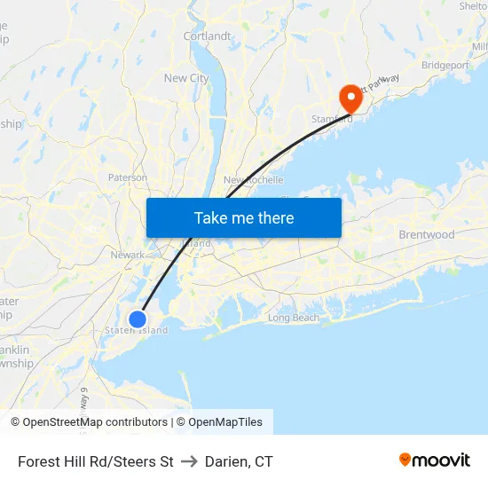 Forest Hill Rd/Steers  St to Darien, CT map