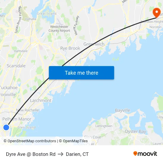 Dyre Ave @ Boston Rd to Darien, CT map
