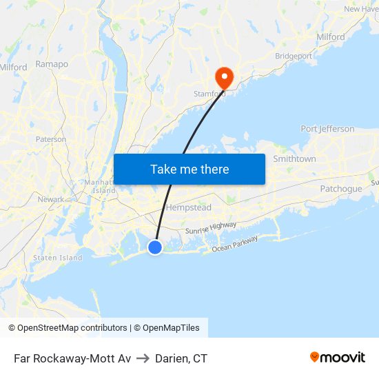 Far Rockaway-Mott Av to Darien, CT map