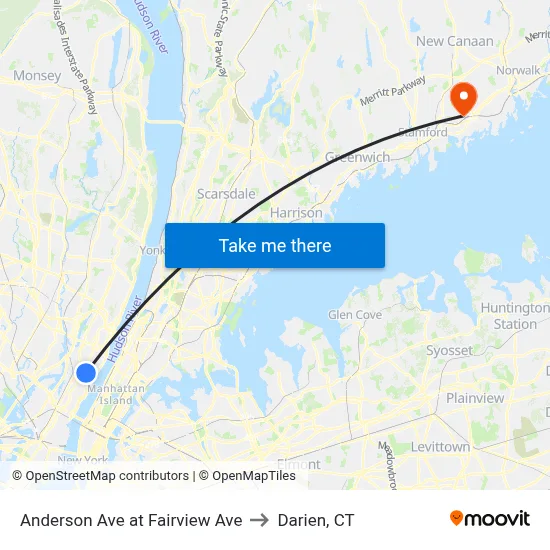 Anderson Ave at Fairview Ave to Darien, CT map