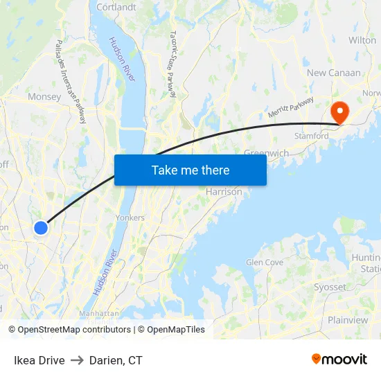 Ikea Drive to Darien, CT map
